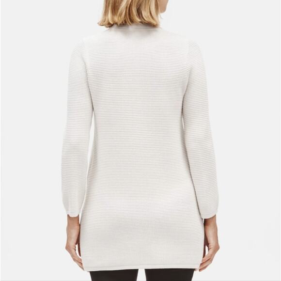 NWT Eileen Fisher Silk Organic Cotton Ribbed Mockneck Tunic Sweater - Bone - M - Picture 2 of 13